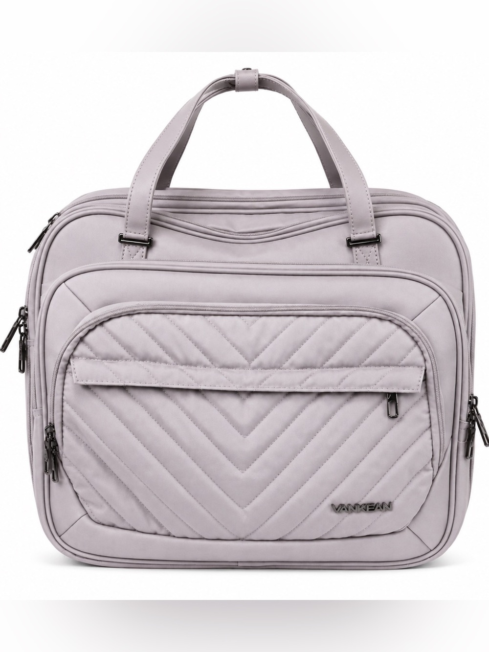 VANKEAN Quilted Light Lavender Laptop Weekender Travel Carryon Rolling Bag